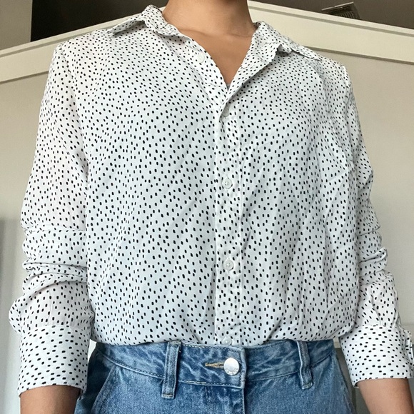 Banana Republic Tops - Banana Republic Women’s Oversized White and Black Polka Dot Blouse Size S
